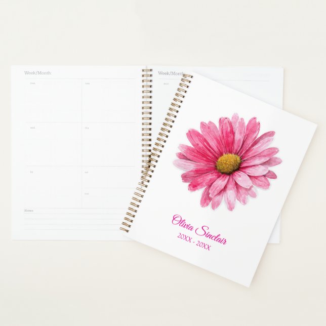 Pink Watercolor Flower Personalized Planner (Display)