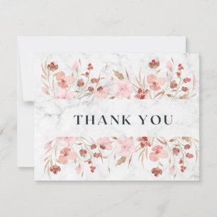 Pink Watercolor Flower Thank You Card