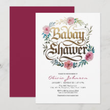 Pink Watercolor Flowers Baby Shower Invitation 