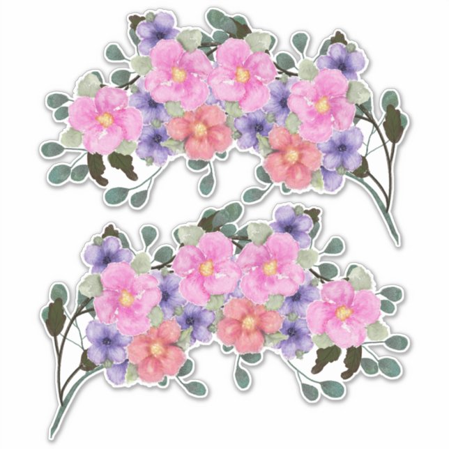 Pink Watercolor Flowers Borders (Front)
