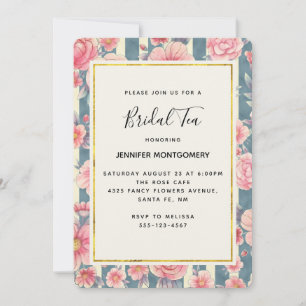 Pink Watercolor Flowers Bridal Shower Invitation