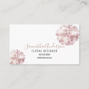PINK WATERCOLOR FLOWERS BUSINESS CARDS w/ QR CODE