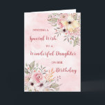 Pink Watercolor Flowers Daughter Birthday Card<br><div class="desc">Birthday card for daughter with vintage pink watercolor flowers and thoughtful verse.</div>