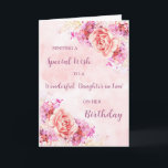 Pink Watercolor Flowers Daughter in Law Birthday Card<br><div class="desc">Birthday card for daughter in law with vintage pink and purple watercolor flowers and thoughtful verse.</div>