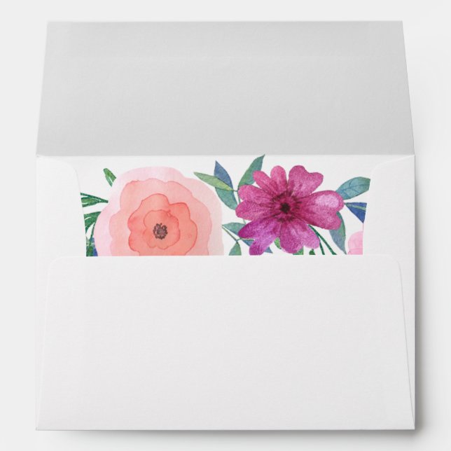 Pink Watercolor Flowers Envelopes (Back (Bottom))