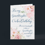 Pink Watercolor Flowers Granddaughter Birthday Card<br><div class="desc">Pretty and thoughtful greeting card for granddaughter's birthday with vintage pink watercolor flowers and sentimental verse.</div>