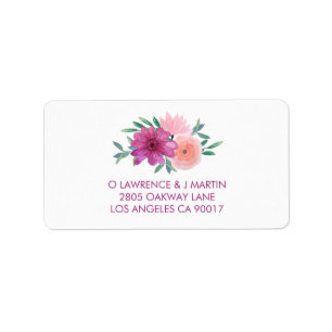 Pink Watercolor Flowers Label