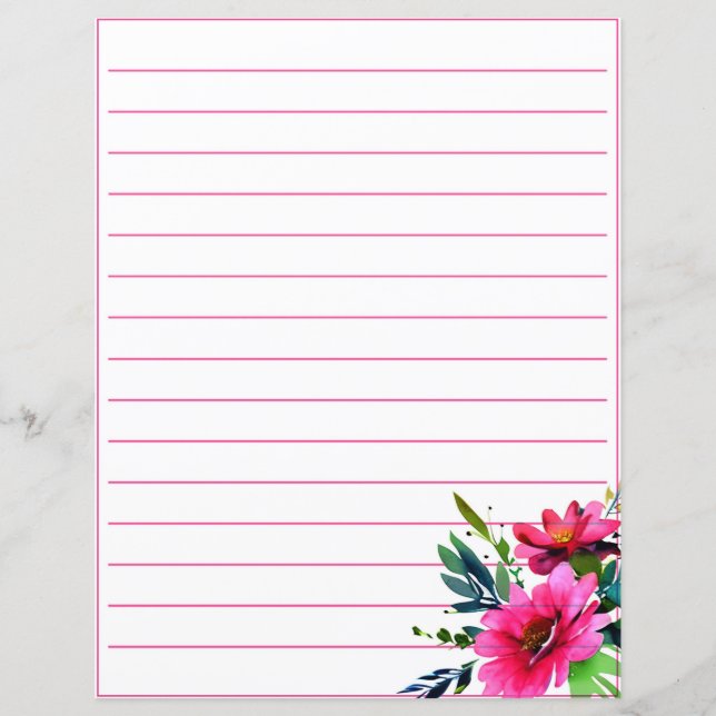 Pink watercolor flowers lined (Front)