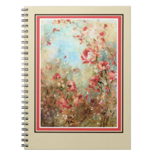 Pink watercolor flowers notebook
