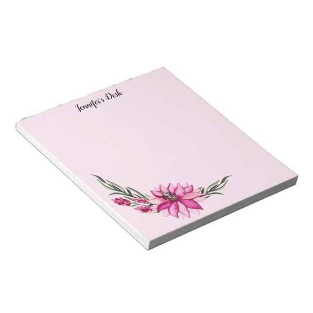 Pink Watercolor Flowers Notepad (Angled)