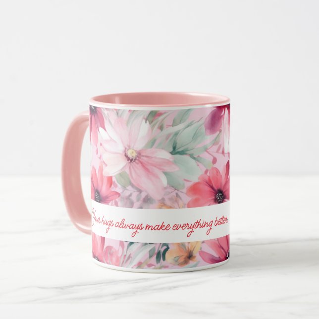 Pink Watercolor FLowers Print | Gift for Mom | Mug (Front Left)