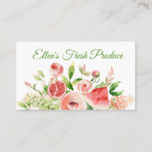 Pink Watercolor Fruit and Flower Bouquet