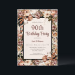 Pink Watercolor Garden Floral 90th Birthday Invitation<br><div class="desc">Pink Watercolor Garden Floral 90th Birthday Invitation 
This elegant 90th birthday party invitation is perfect for your special event! This design features beautiful pink watercolor flowers. The custom typography is trendy and elegant!</div>