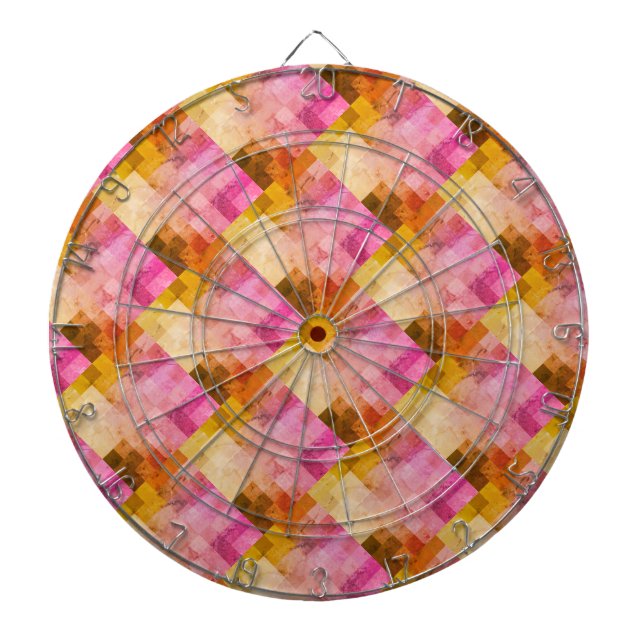 Pink Watercolor Geometric Pattern Dartboard (Front)