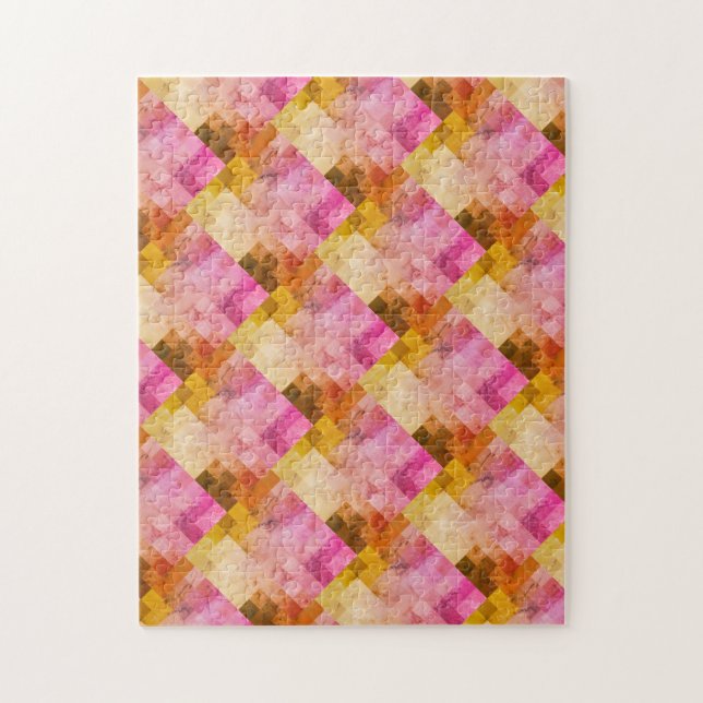 Pink Watercolor Geometric Pattern Jigsaw Puzzle (Vertical)