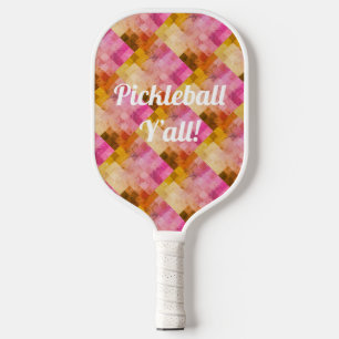 Pink Watercolor Geometric Pattern Pickleball Paddle