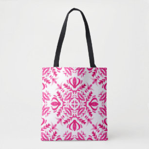 Pink watercolor: geometric tile design. tote bag