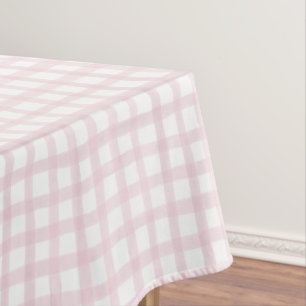 Pink Watercolor Gingham Baby Shower Tablecloth