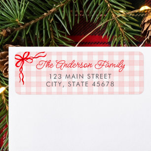 Pink Watercolor Gingham Return Address