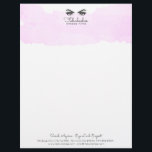 Pink Watercolor Glam Eyes And Lashes Makeup Artist Letterhead<br><div class="desc">Pink blush and white watercolor tint of clouds business letterhead with glamourous eyes and lashes and a fabulous modern handwritten script style typeface to brand your eyelash service. Suitable for makeup artists offering lash lifts, tinting, microblading, and makeup. Add your own business name, or your name, and the services that...</div>