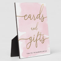 Pink Watercolor Gold Cards and Gifts Sign
