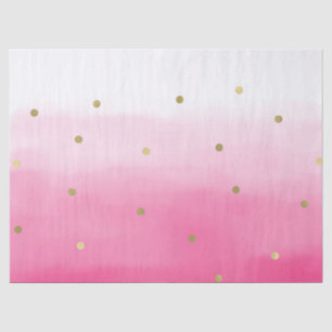Pink Watercolor Gold Confetti Ombre Tissue Paper