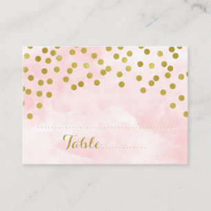 Pink Watercolor Gold Confetti Place Setting Cards