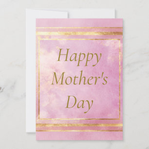 Pink Watercolor & Gold Foil Mother's Day Card
