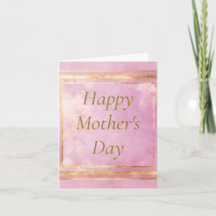 Pink Watercolor & Gold Foil Mother's Day Card