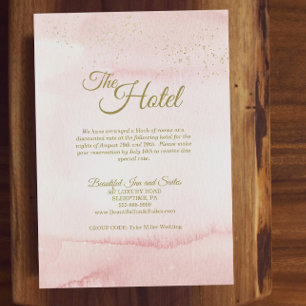 Pink Watercolor Gold Type Carte du boîtier de l'hô