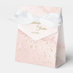 Pink Watercolor Gold Type Wedding Tent Favour Box