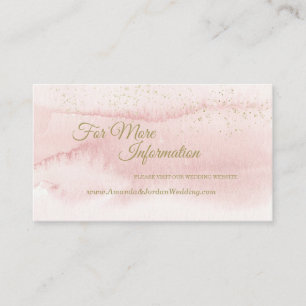Pink Watercolor Gold Type Wedding Website Enclosure Card