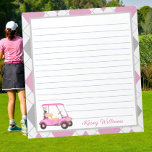 Pink Watercolor Golf Cart Name  Notepad<br><div class="desc">A charming unique golf cart -- pink watercolor -- tastefully done -- ready to run the course -- the notepad. This is a great gift for all golf lovers -- fun / attractive / unique. Personalize it with your/her name. If you have any design questions or a special request, please...</div>