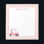 Pink Watercolor Golf Cart Name  Notepad<br><div class="desc">A charming unique golf cart -- pink watercolor -- tastefully done -- ready to run the course -- the notepad. This is a great gift for all golf lovers -- fun / attractive / unique. Personalize it with your/her name. If you have any design questions or a special request, please...</div>