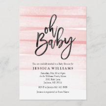 Pink Watercolor Gradient Oh Baby Shower Invitation
