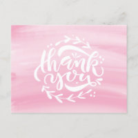 Pink Watercolor Hand Lettering Wreath Thank You
