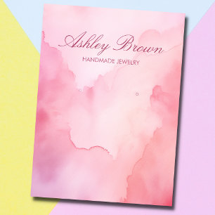Pink Watercolor Handmade Jewellery Earring Display Business Card