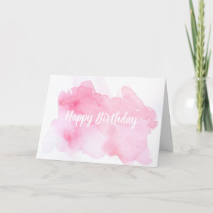 Pink Watercolor Happy Birthday Greeting Card