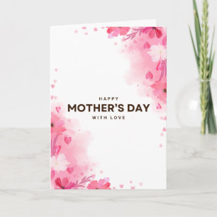 Pink Watercolor Happy Mother’s Day Elegant Floral Card