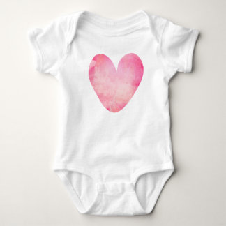 Pink Watercolor Heart Baby Bodysuit