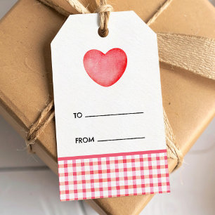 Pink watercolor heart favour tag