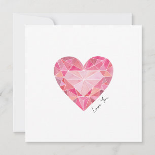 Pink Watercolor Heart Gem Love Note Romantic