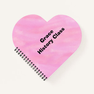 Pink Watercolor Heart Quick Note Taking Notebook