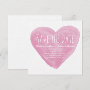Pink Watercolor Heart Save the Date Invite