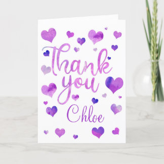 Pink Watercolor Heart Thank You Card