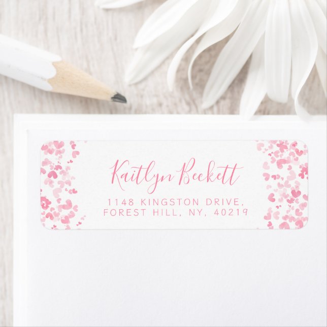 Pink Watercolor Hearts Romantique Saint-Valentin (En situation)
