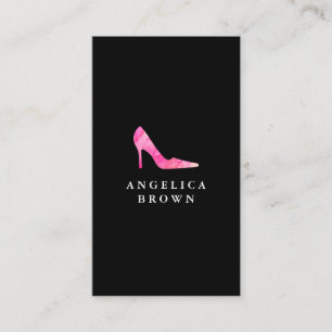Pink Watercolor High Heel Shoe Business Card
