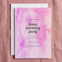 Pink watercolor House warming party invitation