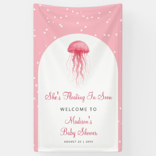 Pink Watercolor Jellyfish Girl Baby Shower Welcome Banner