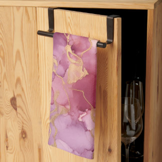 Pink watercolor kitchen towel
